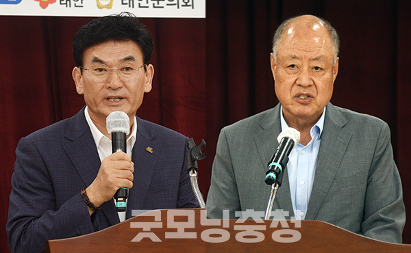 왼쪽부터 태안신문 전창균 대표이사, 굿모닝충청 송광석 대표이사. (사진=굿모닝충청 채원상 기자)