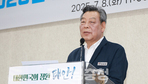 8일 오전 군청 중회의실에서 민선8기 3주년 언론인과의 대화를 가진 가세로 태안군수가 새롭게 출범한 이재명 정부에 대한 기대감을 드러내 눈길을 끌었다. (태안군 제공/ 굿모닝충청=김갑수 기자)