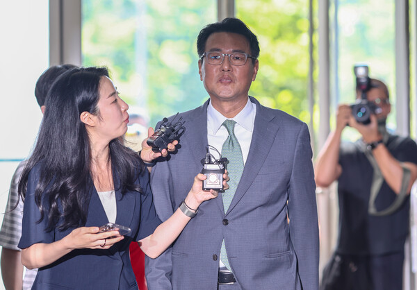 11일 오후 이명현 채 상병 특검팀의 소환조사에 출석하고 있는 김태효 전 국가안보실 1차장의 모습.(사진=연합뉴스)