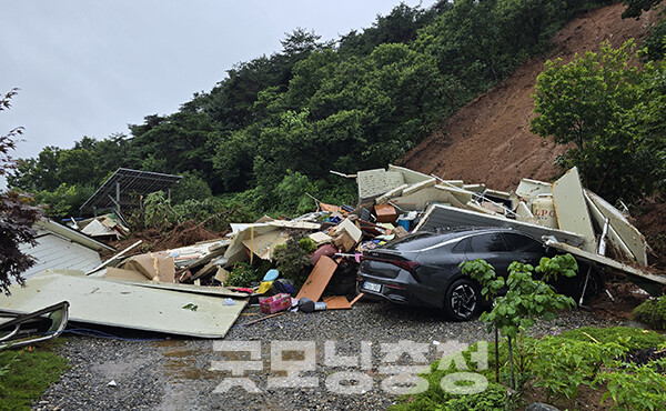 청양 산사태 현장. (사진=청양군 제공/굿모닝충청=이종현 기자)