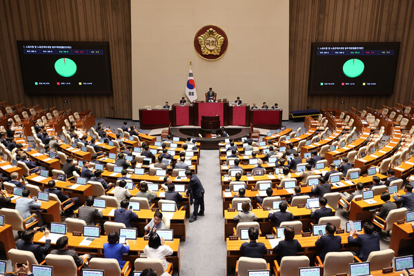 24일 오전 국회 본회의에서 노란봉투법이 통과됐다.(사진=연합뉴스)