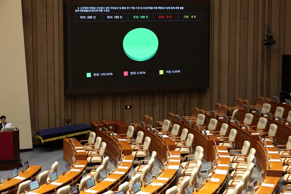 11일 국회 본회의에서 김건희 특검법 개정안이 재석의원 만장일치로 통과됐다.(사진=연합뉴스)