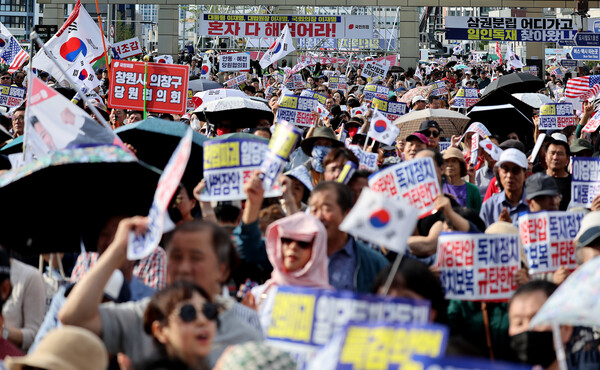 21일 동대구역 광장에서 열린 국민의힘 장외투쟁.(사진=연합뉴스)