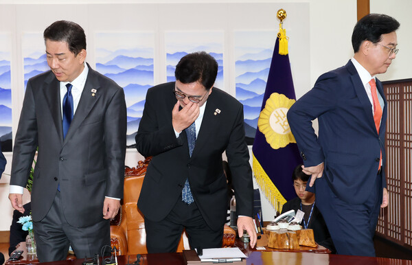 25일 오후 우원식 국회의장과 여야 원내대표 간 회동이 성과 없이 결렬됐다.(사진=연합뉴스)