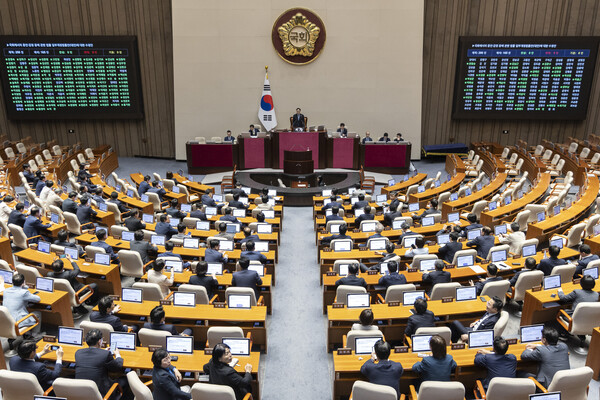 29일 밤 열린 국회 본회의에서 국회 증감법 개정안이 여당 주도로 통과됐다.(사진=연합뉴스)