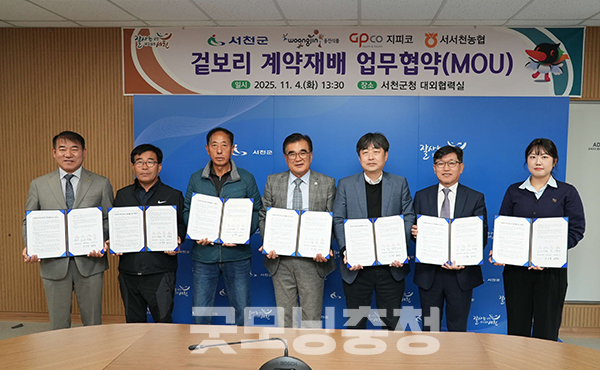 충남 서천군에서 생산된 겉보리가 웅진식품의 음료 ‘하늘보리’의 가공 원료로 활용된다. (사진=서천군 제공/굿모닝충청=이종현 기자)