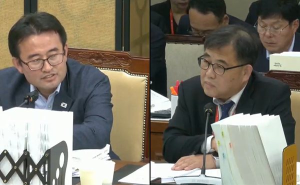 충남도의회 기획경제위원회에서 10일 진행된 도 기획조정실 대상 행정사무감사에서 국민의힘 경기 의정부시갑 당협위원장을 겸직하고 있는 전희경 충남연구원장의 거주지 문제가 도마 위에 올랐다. (사진=중계화면 갈무리/굿모닝충청=이종현 기자)