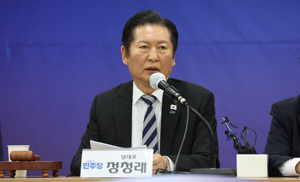 19일 오전 더불어민주당 대구시당에서 열린 현장 최고위원회의에서 발언하고 있는 정청래 대표의 모습.(사진=연합뉴스)
