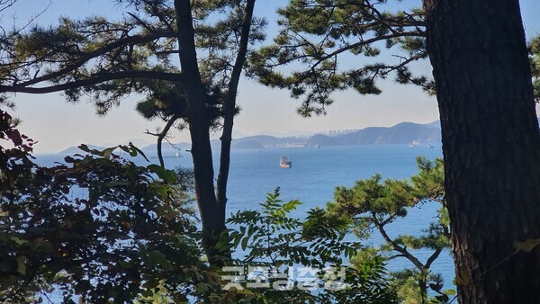 부산 영도구 태종대에서 바라본 풍경. 저 멀리 보이는 곳은 다대포 일대다.(사진=굿모닝충청 조하준 기자)