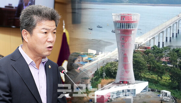 충남 태안군의회(의장 전재옥) 박용성 부의장은 25일 “영목항에 포차형·특화형 먹거리 공간을 조성한다면 관광객 체류 시간을 늘리고 지역 상권에 활력을 불어넣을 수 있을 것”이라며 “상설 판매장은 지역 생산품의 안정적 판로를 제공해 농·어가 소득 향상과 지역 브랜드 가치 제고, 청년일자리 창출에도 기여할 수 있다”고 말했다. (태안군의회 제공 등 자료사진 합성/ 굿모닝충청=김갑수 기자)